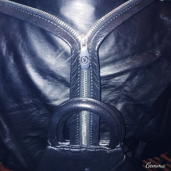 Valentina Italian Black Leather Backpack Handbag - Picture 2 of 11